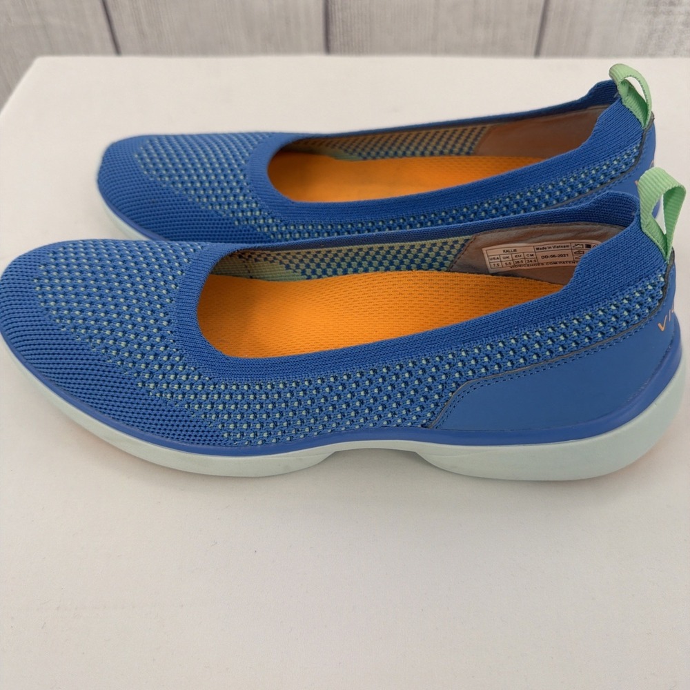 Vionic Kallie Shoes Womens 7.5 Light Blue Slip On Knit Walking Casual Sneakers - Picture 4 of 11